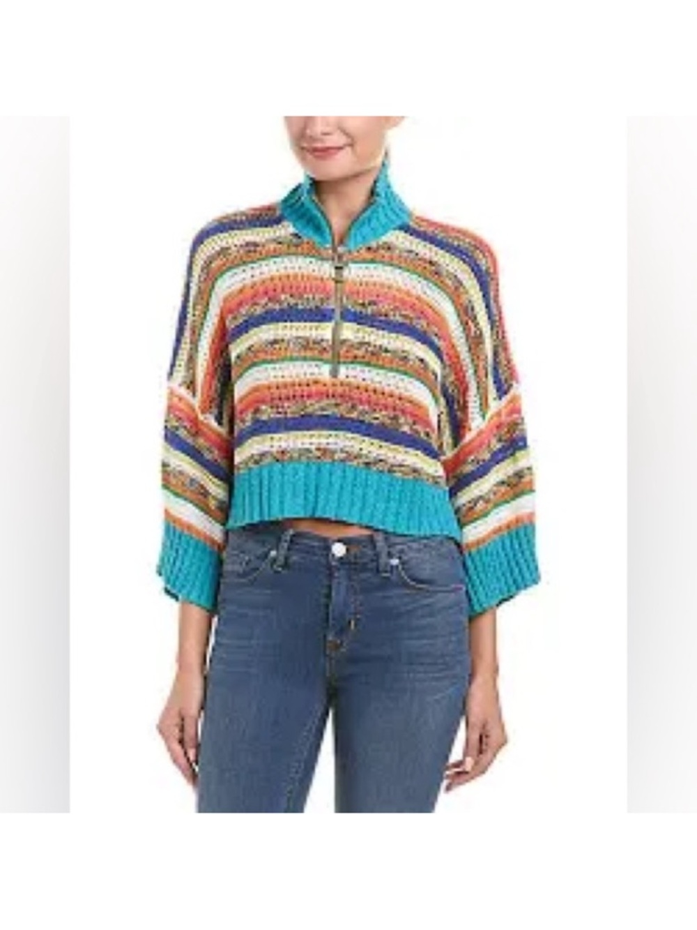 Free People Make Me Happy Cropped Knit Sweater Size XS